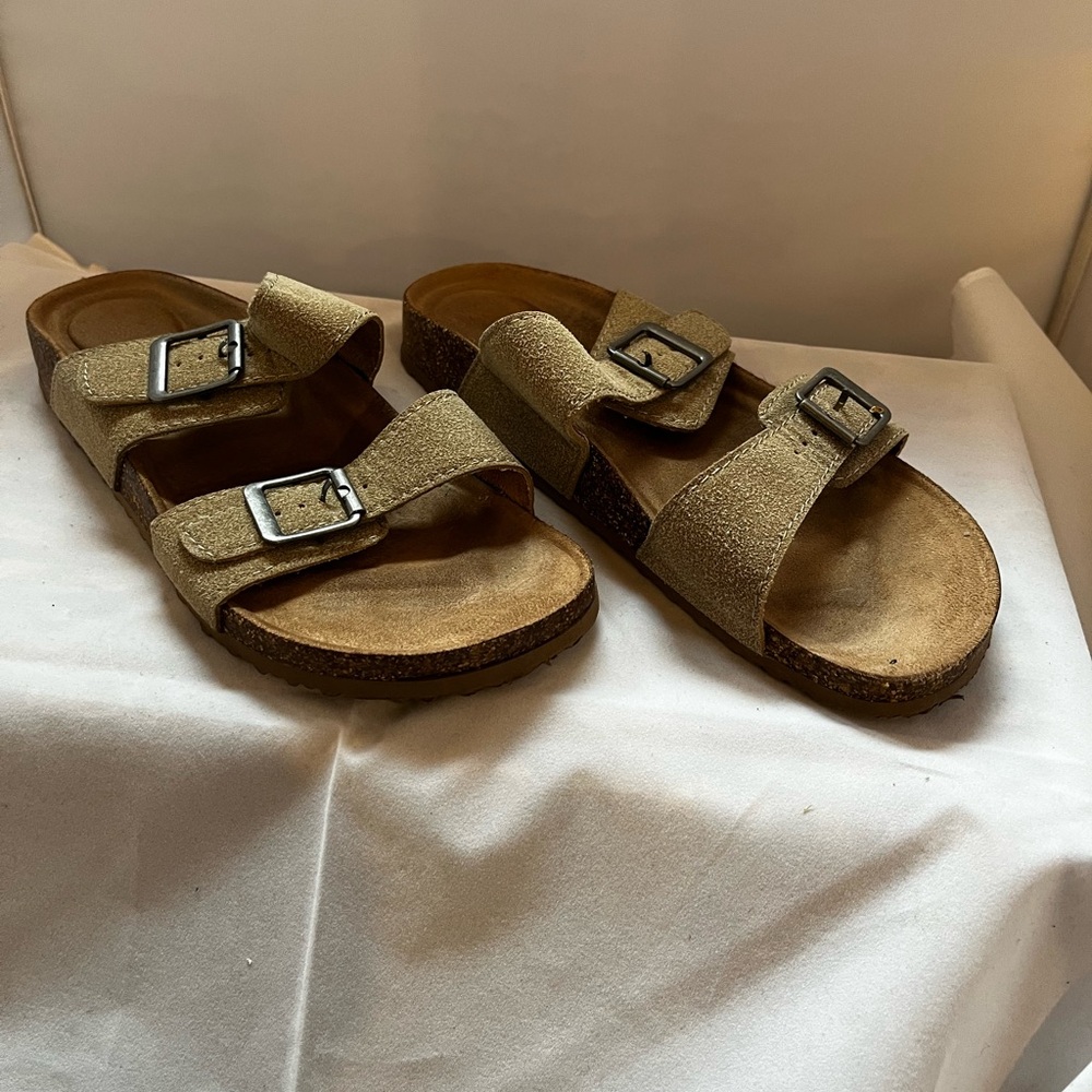 Sandle Slides Knockoff Birkenstock Womens Light Brown Sz 9